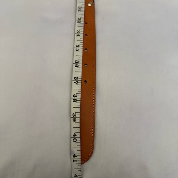 Black brown genuine leather gold tone buckle skinny belt - Picture 6 of 8